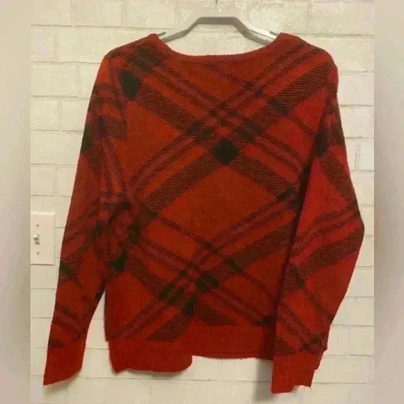 Liz Claiborne  Sweater Acrylic Wool Blend Plaid Red Black Size  XXLarge - Picture 3 of 3